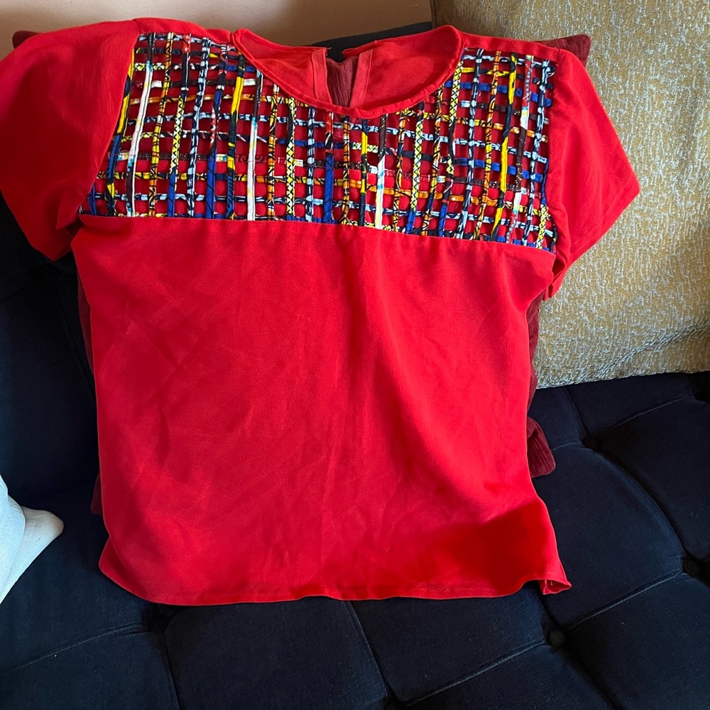 Vibrant Red Beaded Top